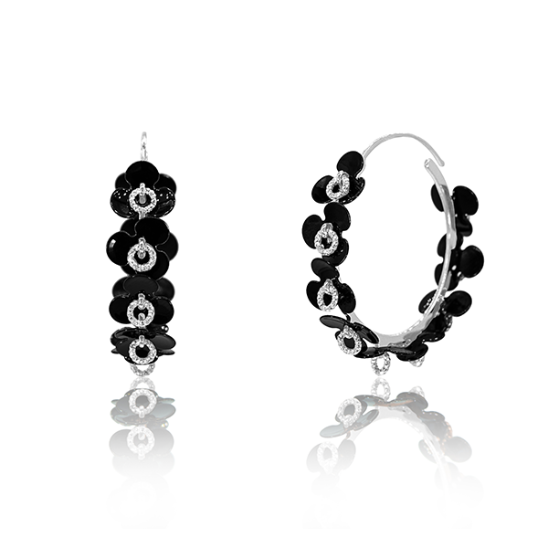 Fiore Nero Creole Earrings
