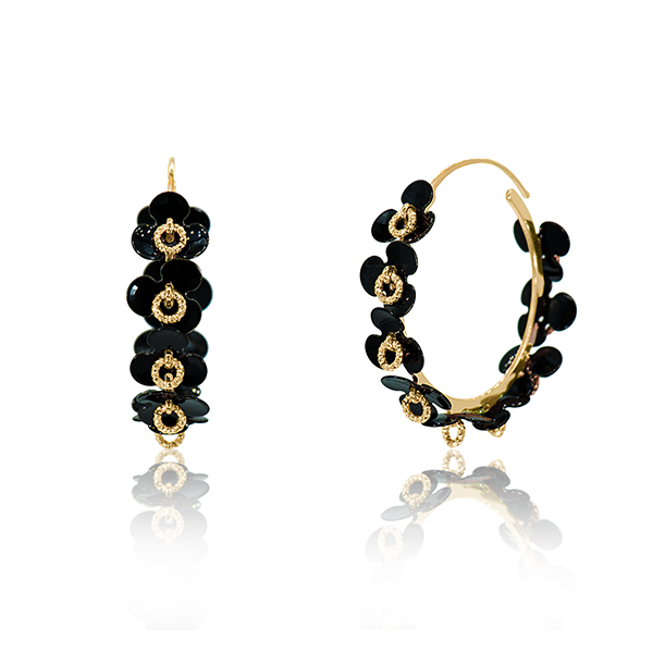 Fiore Nero Creole Earrings