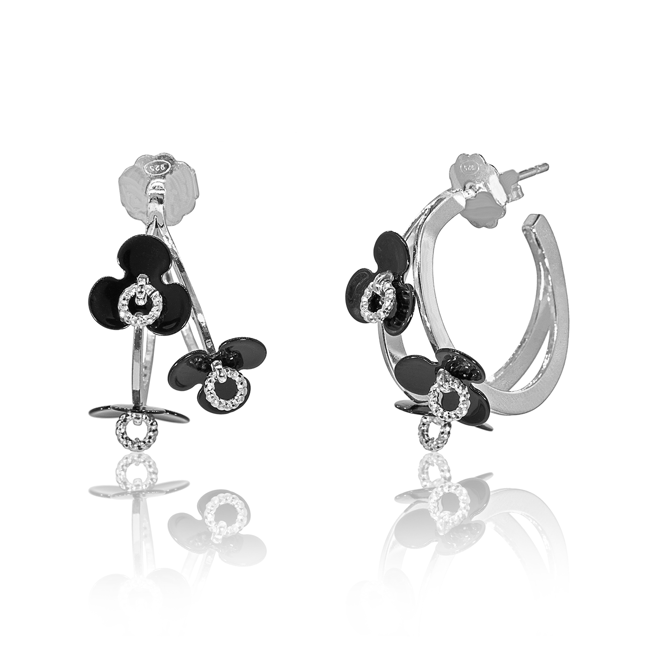 Fiore Nero Hoops Earrings