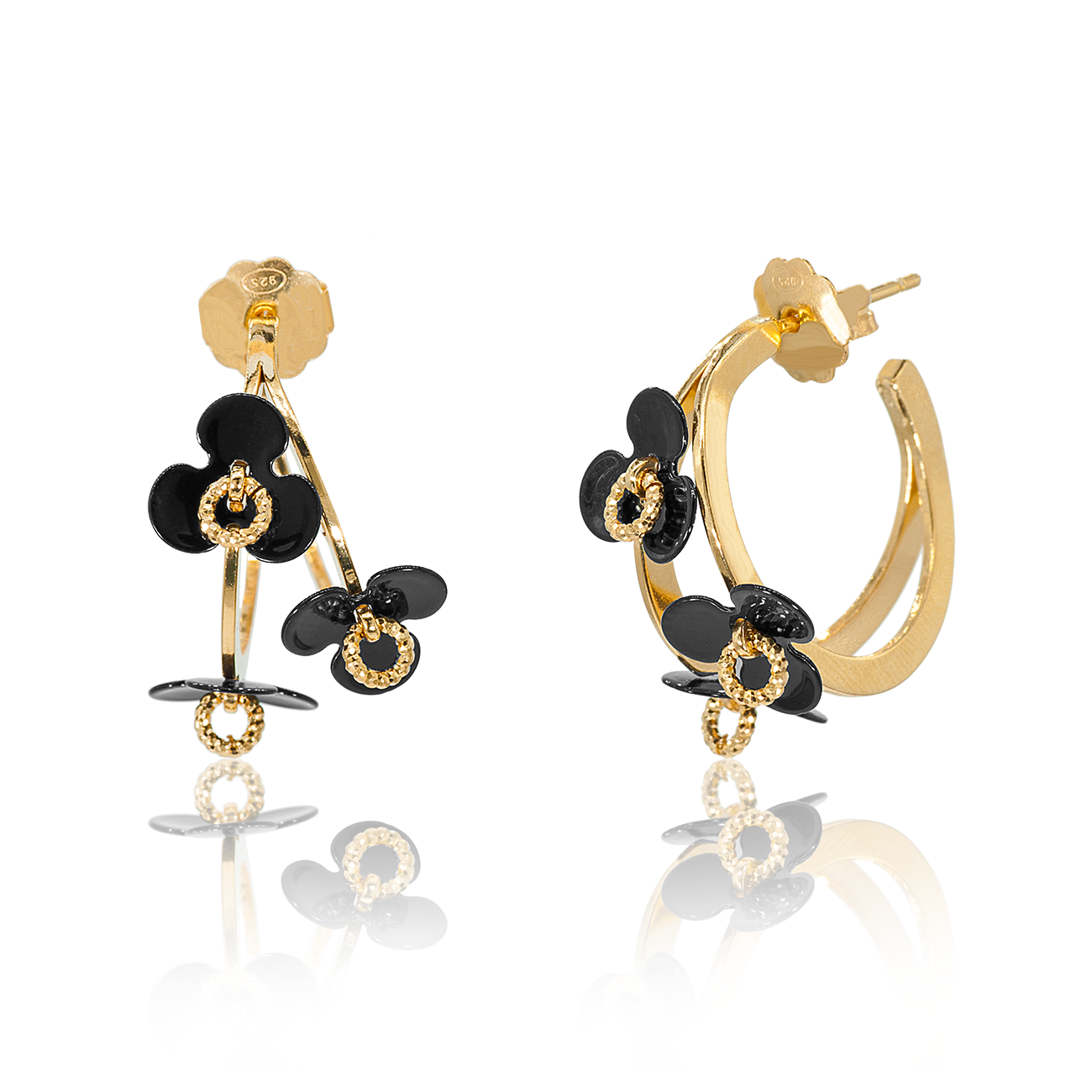 Fiore Nero Hoops Earrings