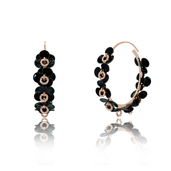 Fiore Nero Creole Earrings