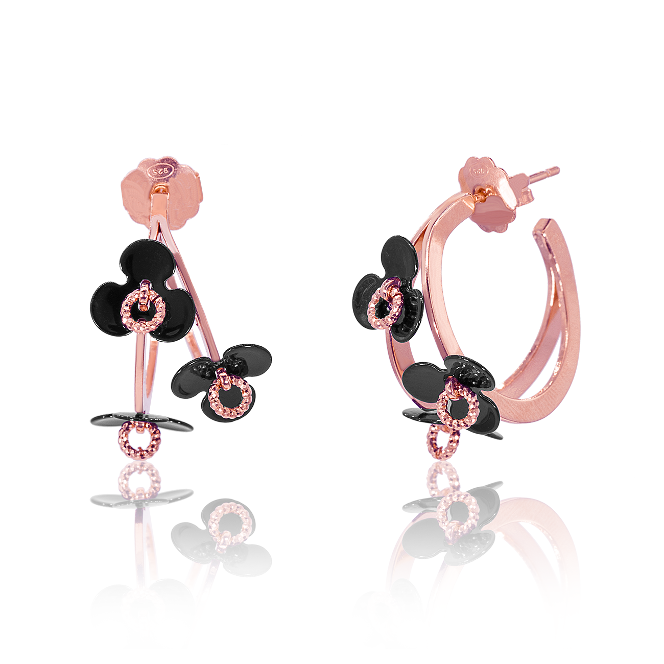 Fiore Nero Hoops Earrings